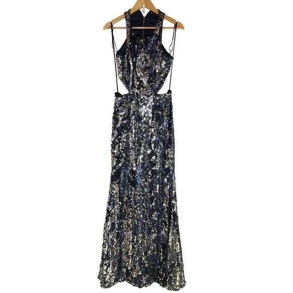 Jay Godfrey Navy Stanfield Dress Sequined Evening Prom Mermaid Gown Maxi Size 10 - Picture 2 of 12
